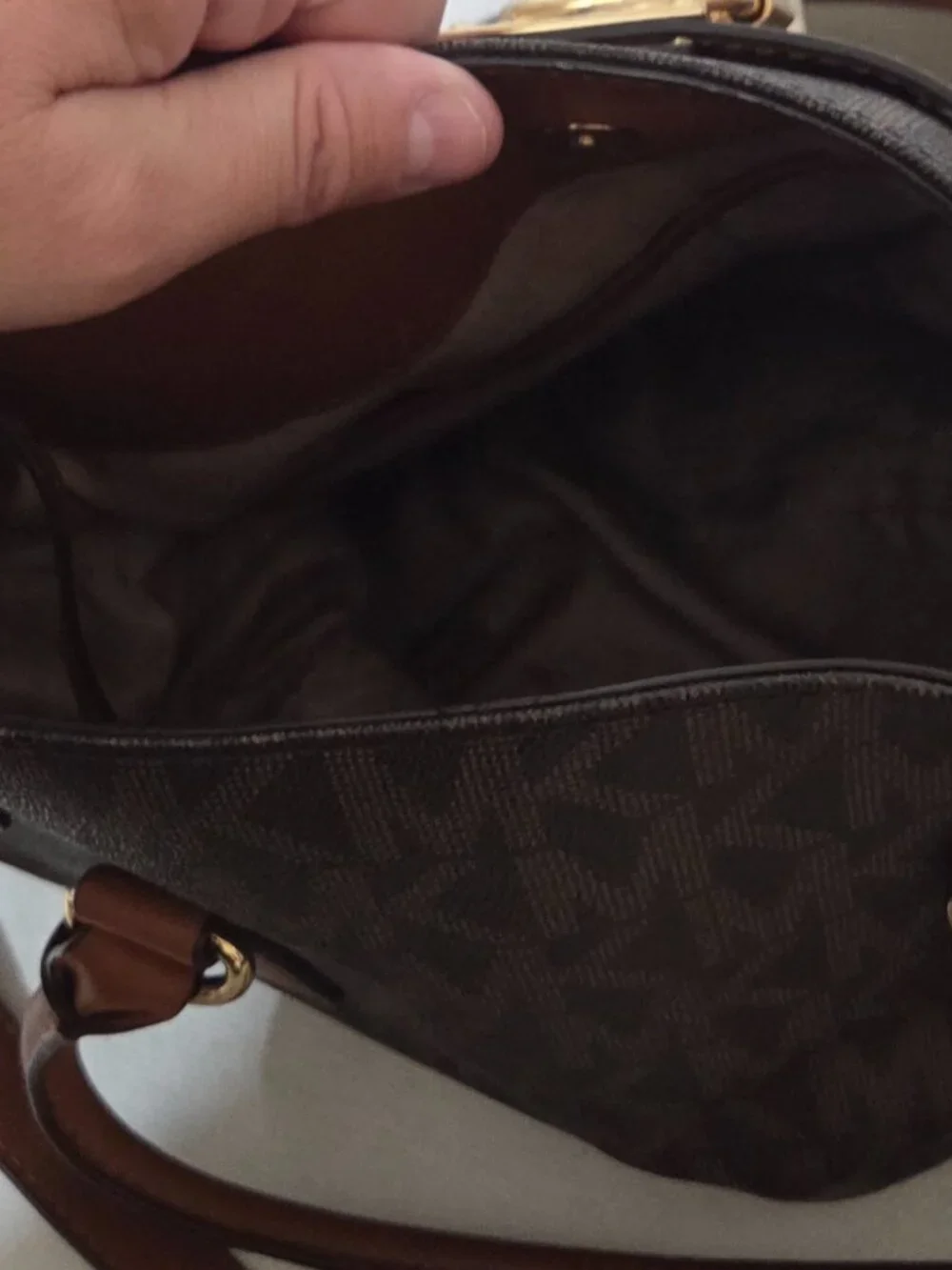 Michael Kors Hamilton Legacy Large Logo Satchel Bag Brown Acorn Gold MK Tote